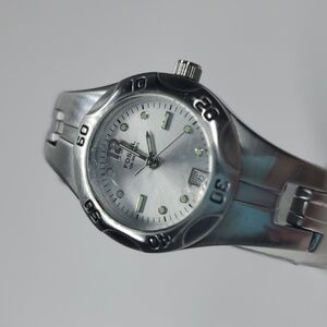 Vintage Fossil Blue AM3916 Silver Stainless Steel Watch